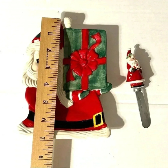 Fitz And Floyd Christmas Holiday Sweet Santa Snack Plate And Spreader Pre-Owned - Picture 8 of 9